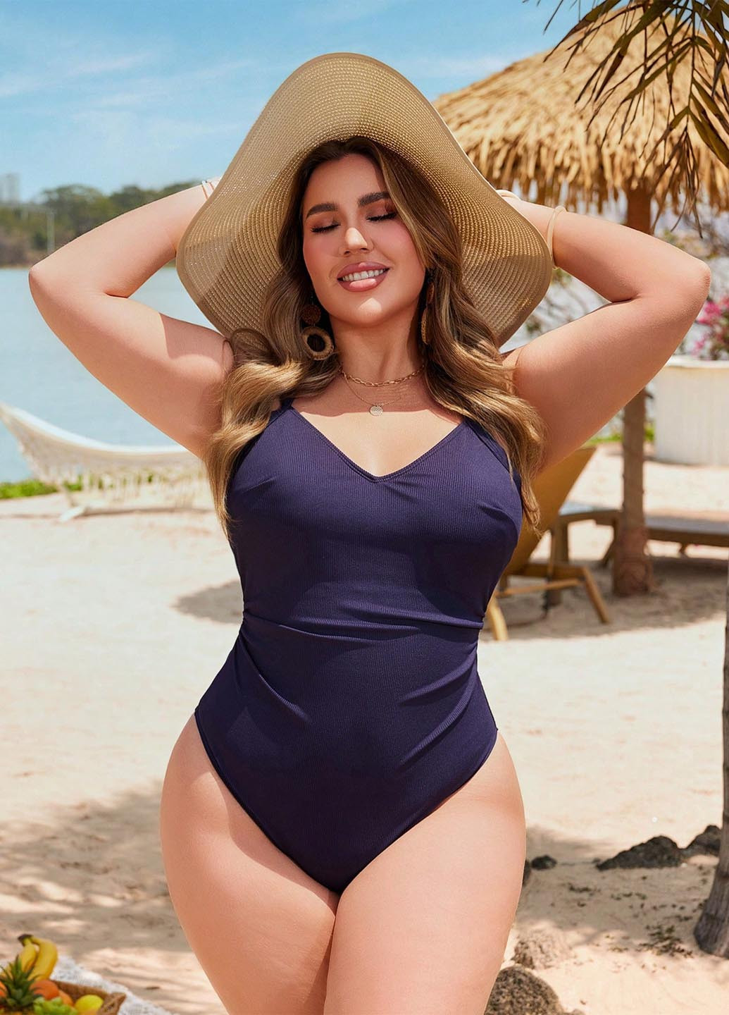 Темно-фіолетовий літній купальник суцільний, майо SHEIN