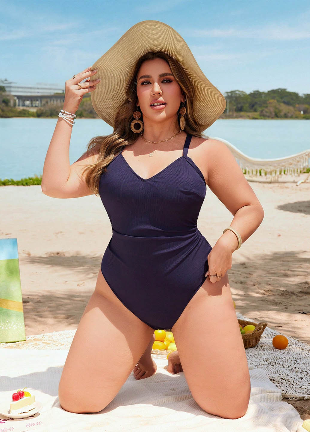 Темно-фіолетовий літній купальник суцільний, майо SHEIN