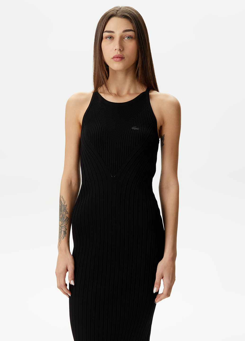 Черное кэжуал платье силуэтная Lacoste однотонное