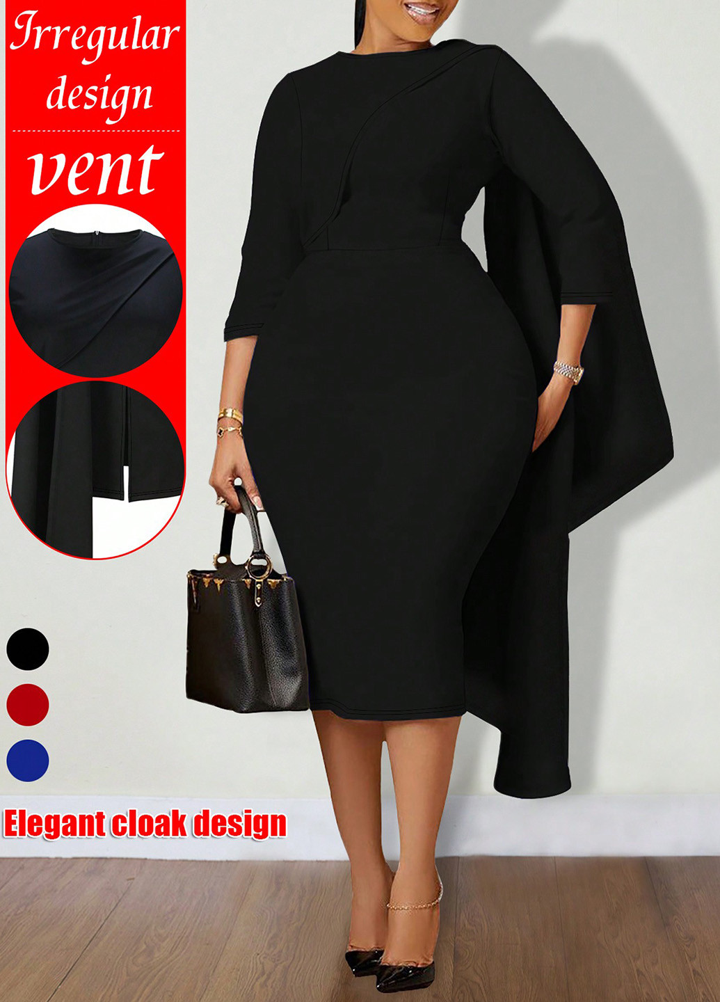 Чорна ділова, кежуал сукня футляр SHEIN однотонна