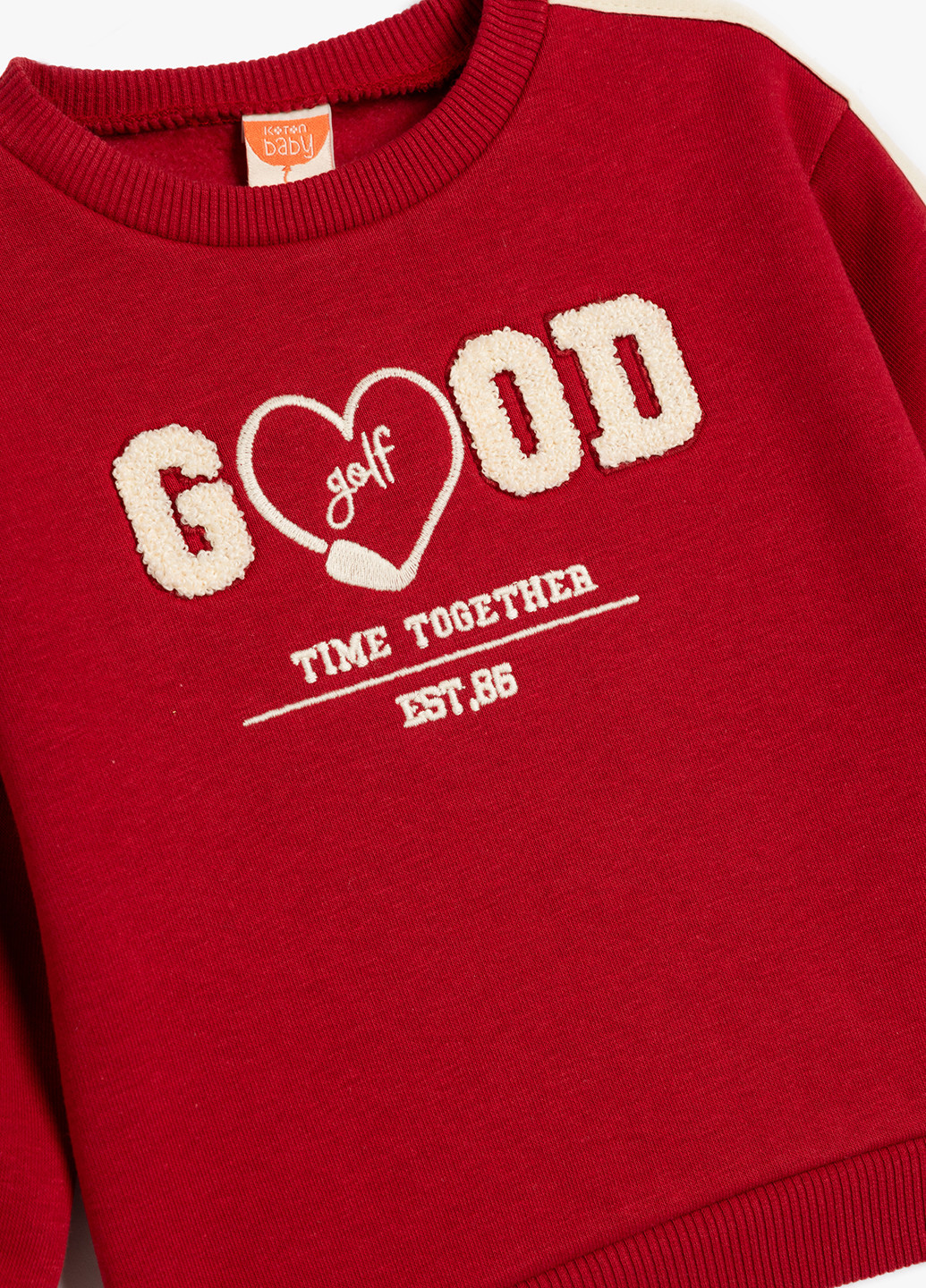 KOTON світшот колор блок червоний спортивний, кежуал бавовна