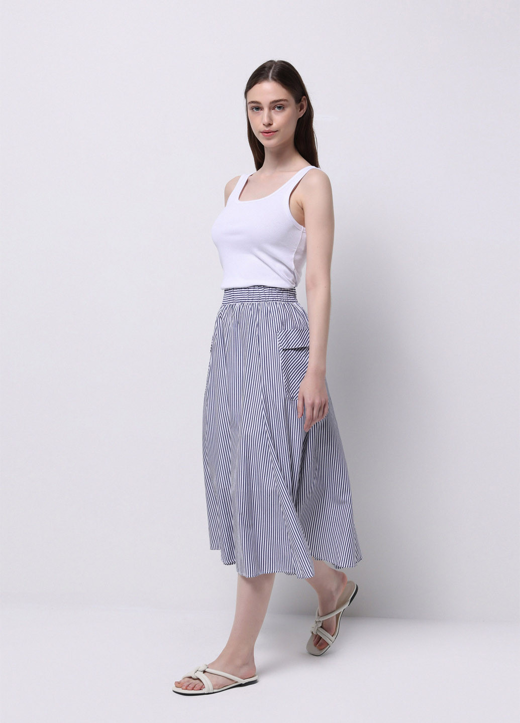 Темно-синяя кэжуал в полоску юбка Colin's клешированная