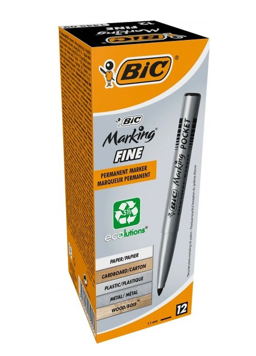 Набір маркерів перманентних Marking Fine ECO 12 шт Bic (248155345)