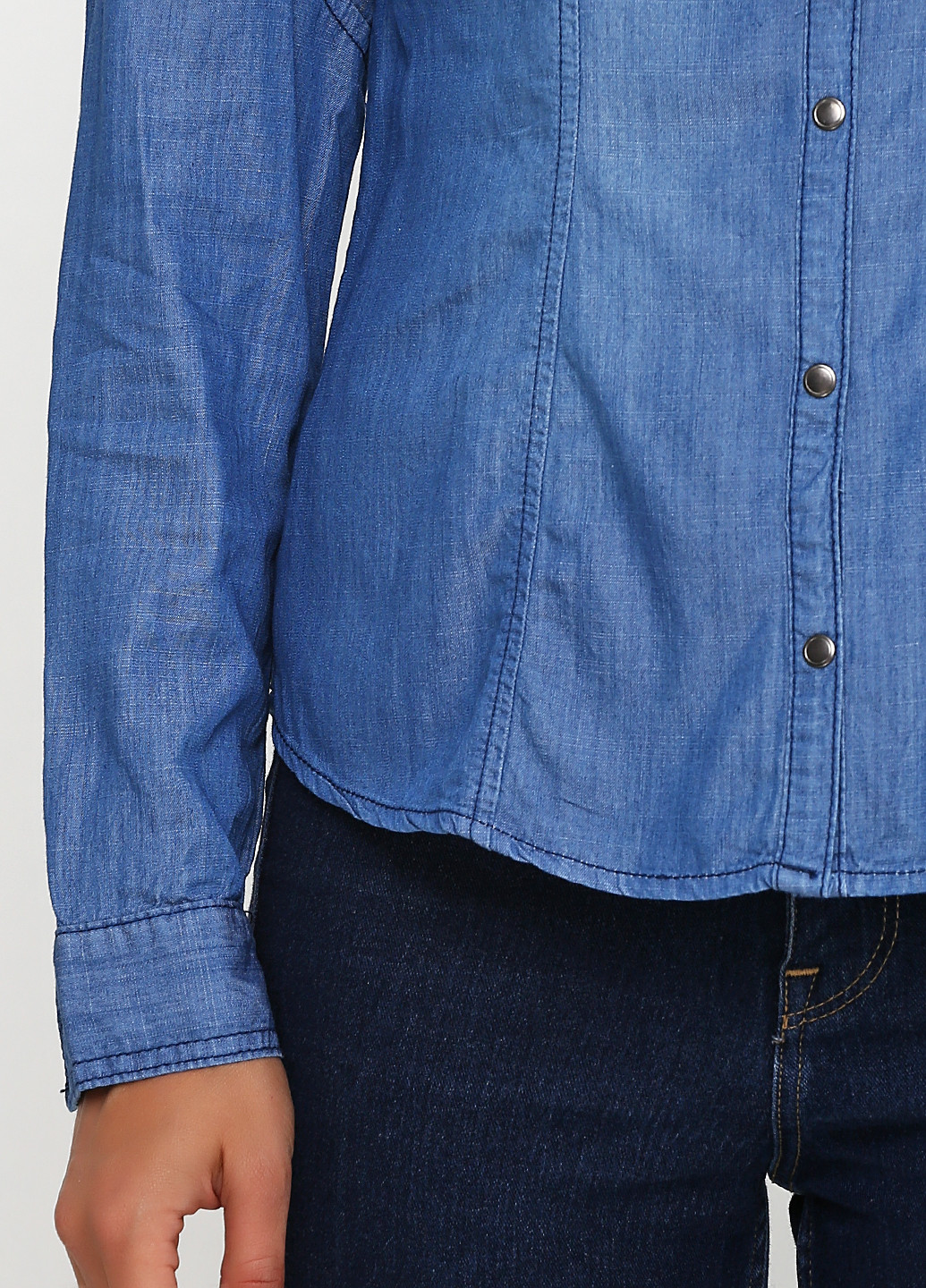 Синяя кэжуал рубашка однотонная No Brand