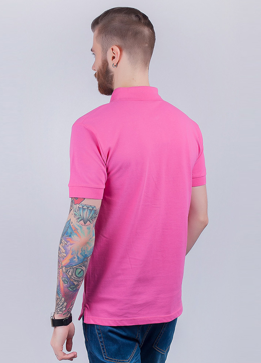 Розовая футболка-поло для мужчин Time of Style однотонная