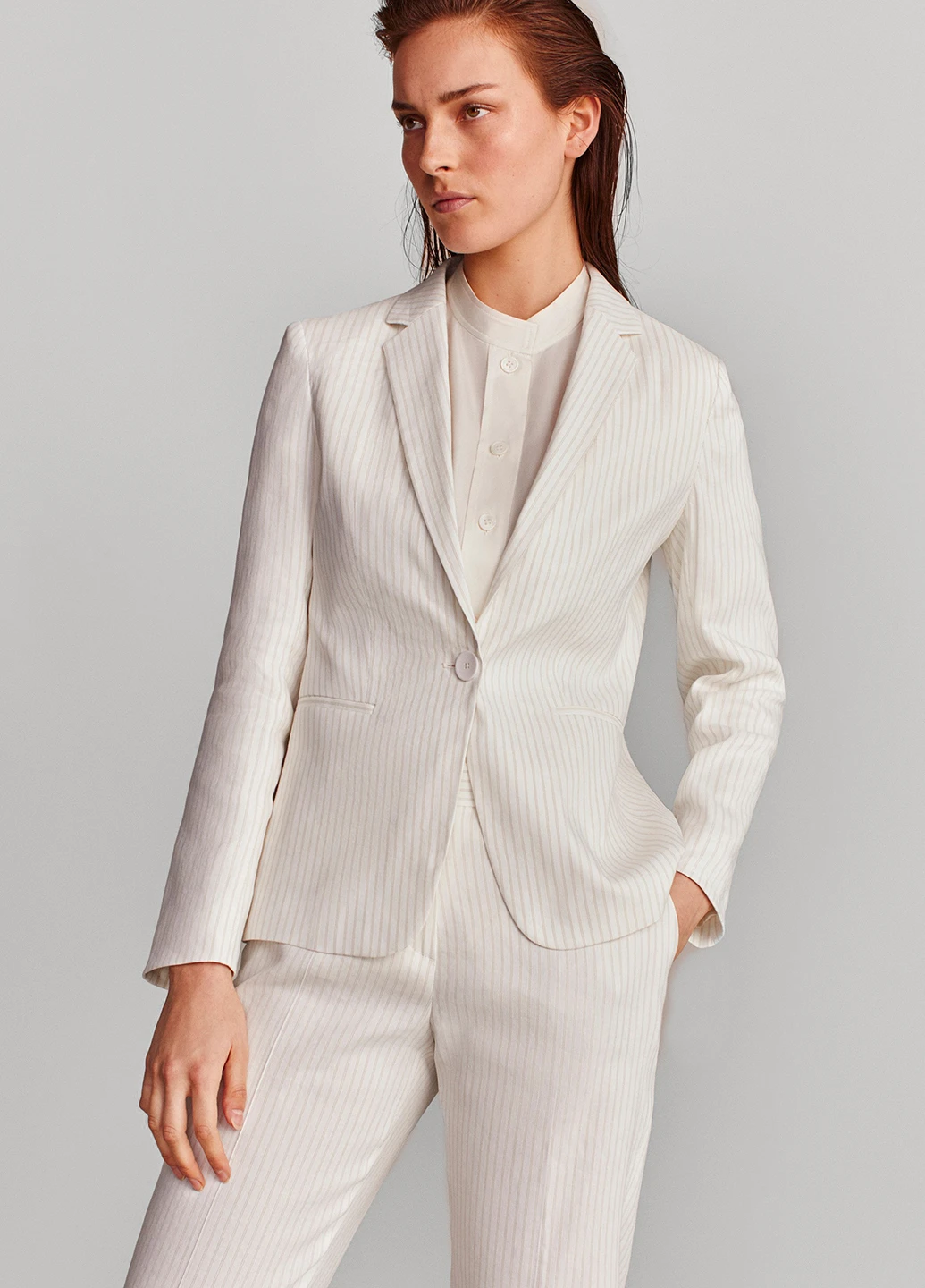 Светло-бежевый женский жакет Massimo Dutti меланжевый - демисезонный