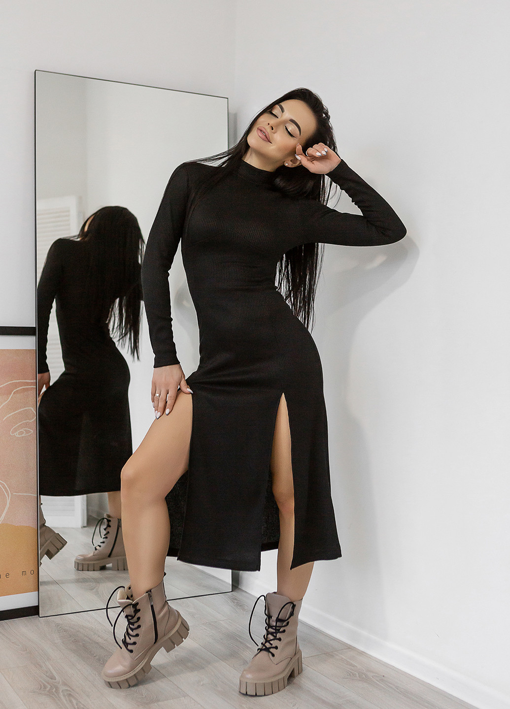 Чорна кежуал сукня сукня-водолазка Larionoff однотонна
