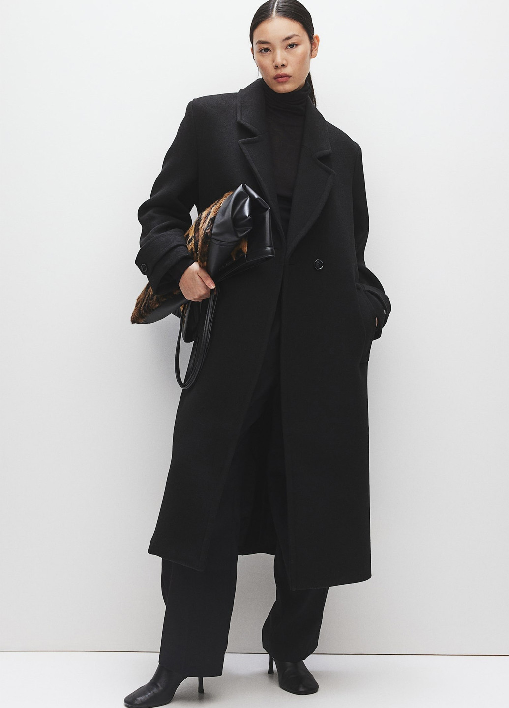 Чорне демісезонне Пальто двобортне H&M