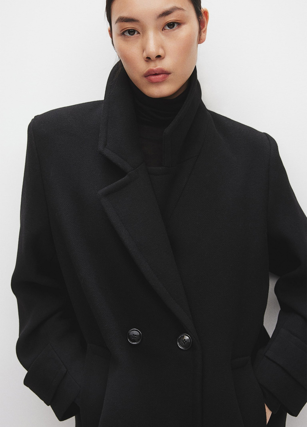 Чорне демісезонне Пальто двобортне H&M