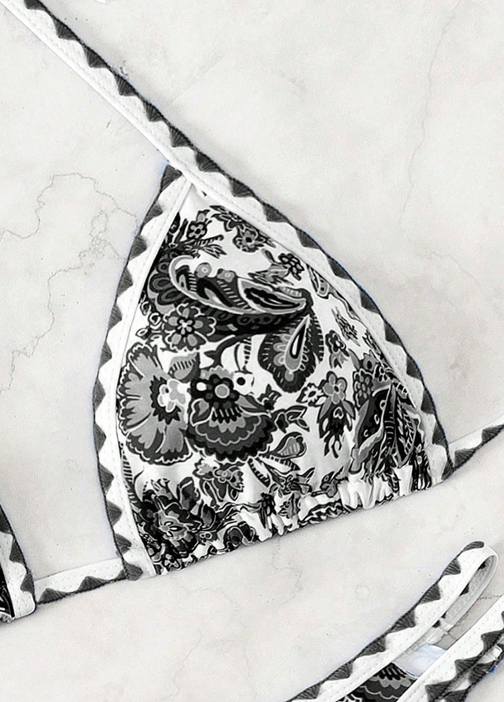 Черно-белый демисезонный купальник (лиф, трусики) бикини, раздельный SHEIN