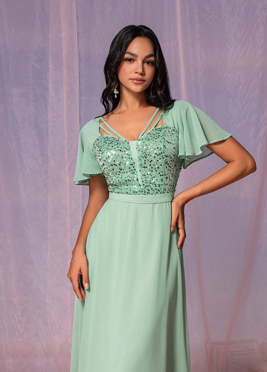 М'ятна святковий сукня кльош SHEIN однотонна