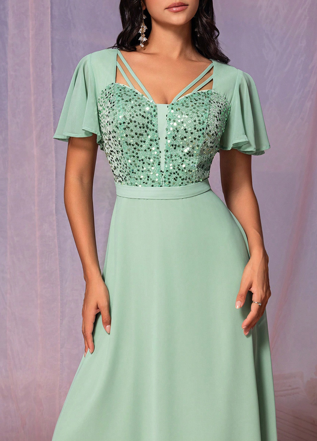 М'ятна святковий сукня кльош SHEIN однотонна