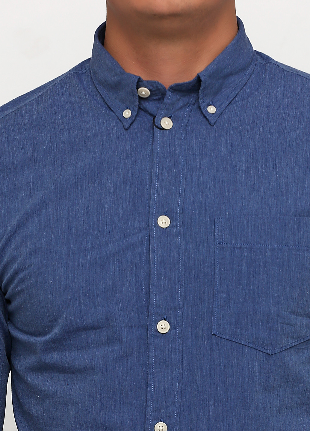 Синяя кэжуал рубашка однотонная Selected
