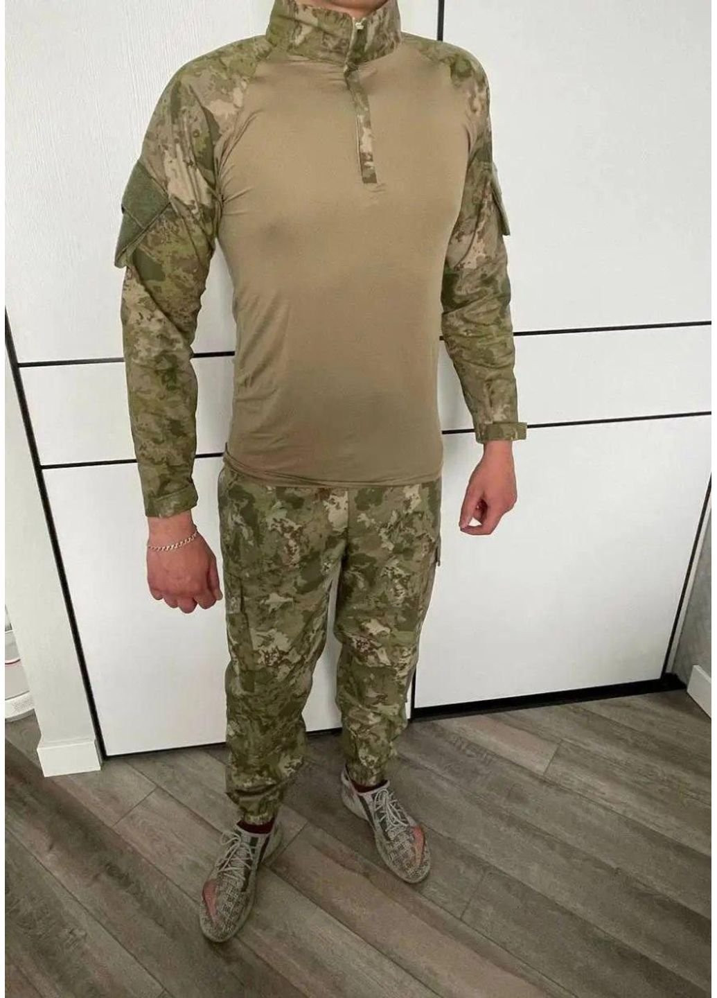 Оливковый (хаки) демисезонный мужской армейский костюм мультикам для всу (зсу) tactical тактическая форма убакс и брюки турция xl 6842 No Brand