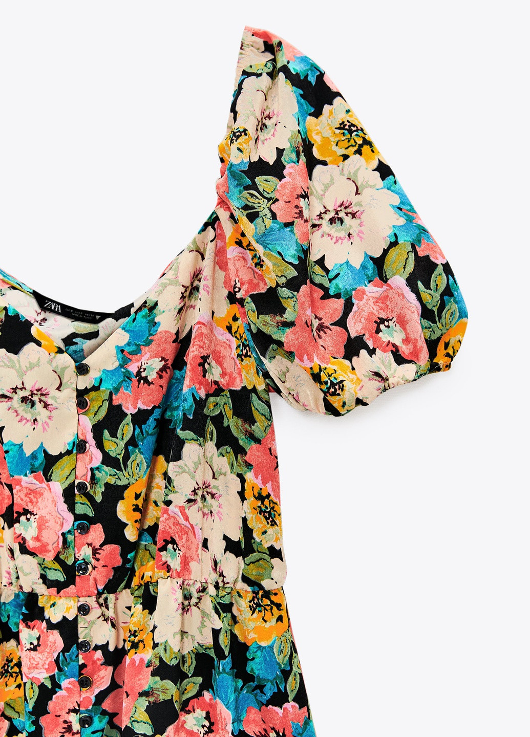 Комбинированное повседневный короткое платье с цветочным принтом Zara с цветочным принтом