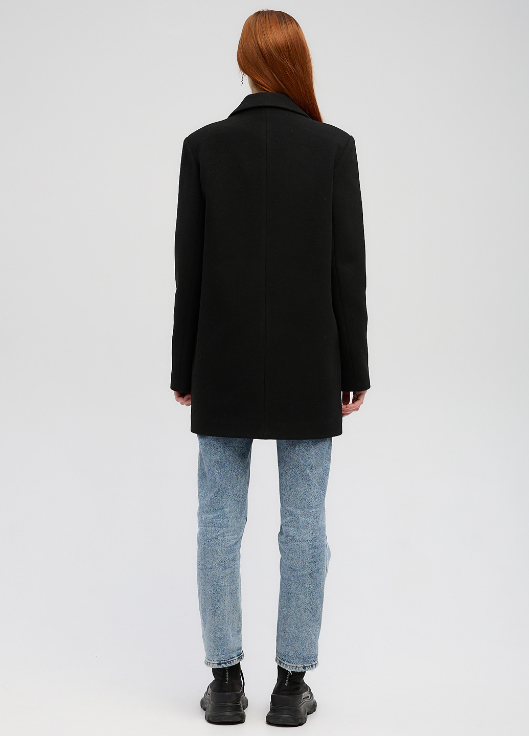 Черное демисезонное Пальто двубортное CHIUAS