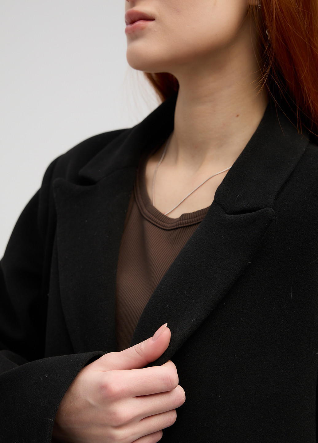 Черное демисезонное Пальто двубортное CHIUAS