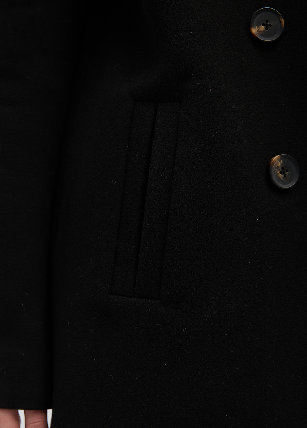 Черное демисезонное Пальто двубортное CHIUAS