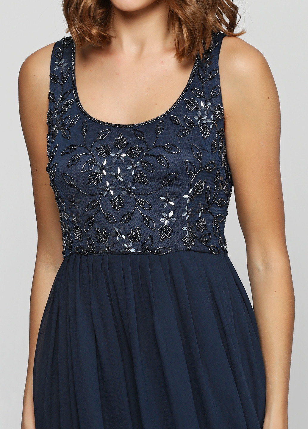 Синее вечернее платье макси Lace & Beads однотонное