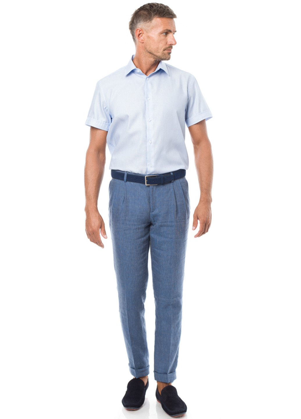 Голубой классическая рубашка Arber с коротким рукавом
