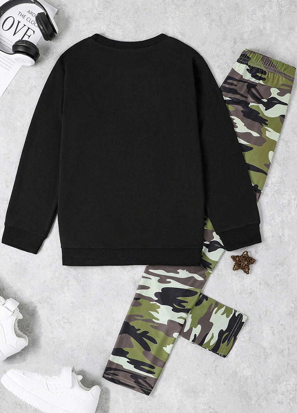 Черный демисезонный костюм (свитшот, леггинсы) брючный SHEIN