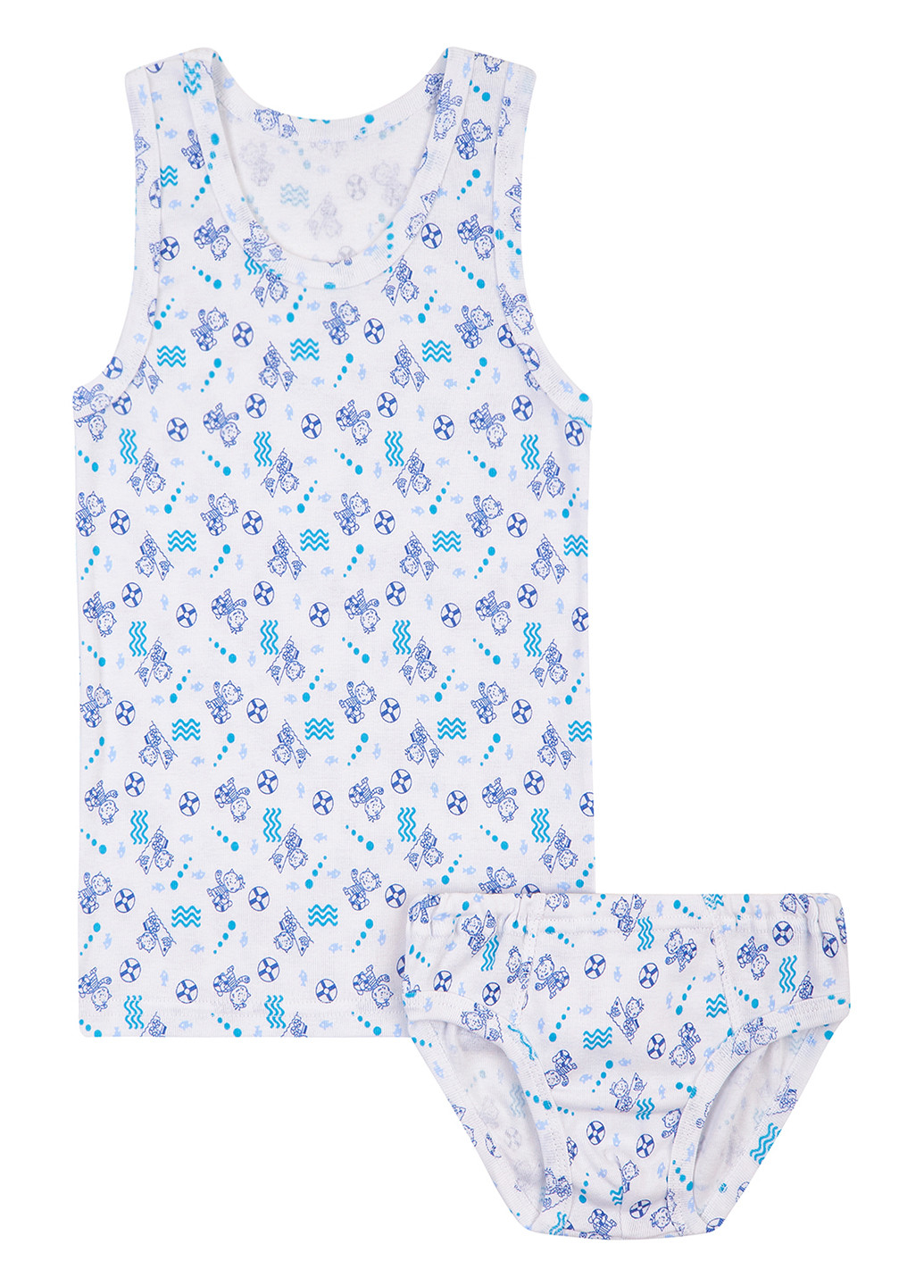 Белый демисезонный комплект (майка, трусы) Фламинго