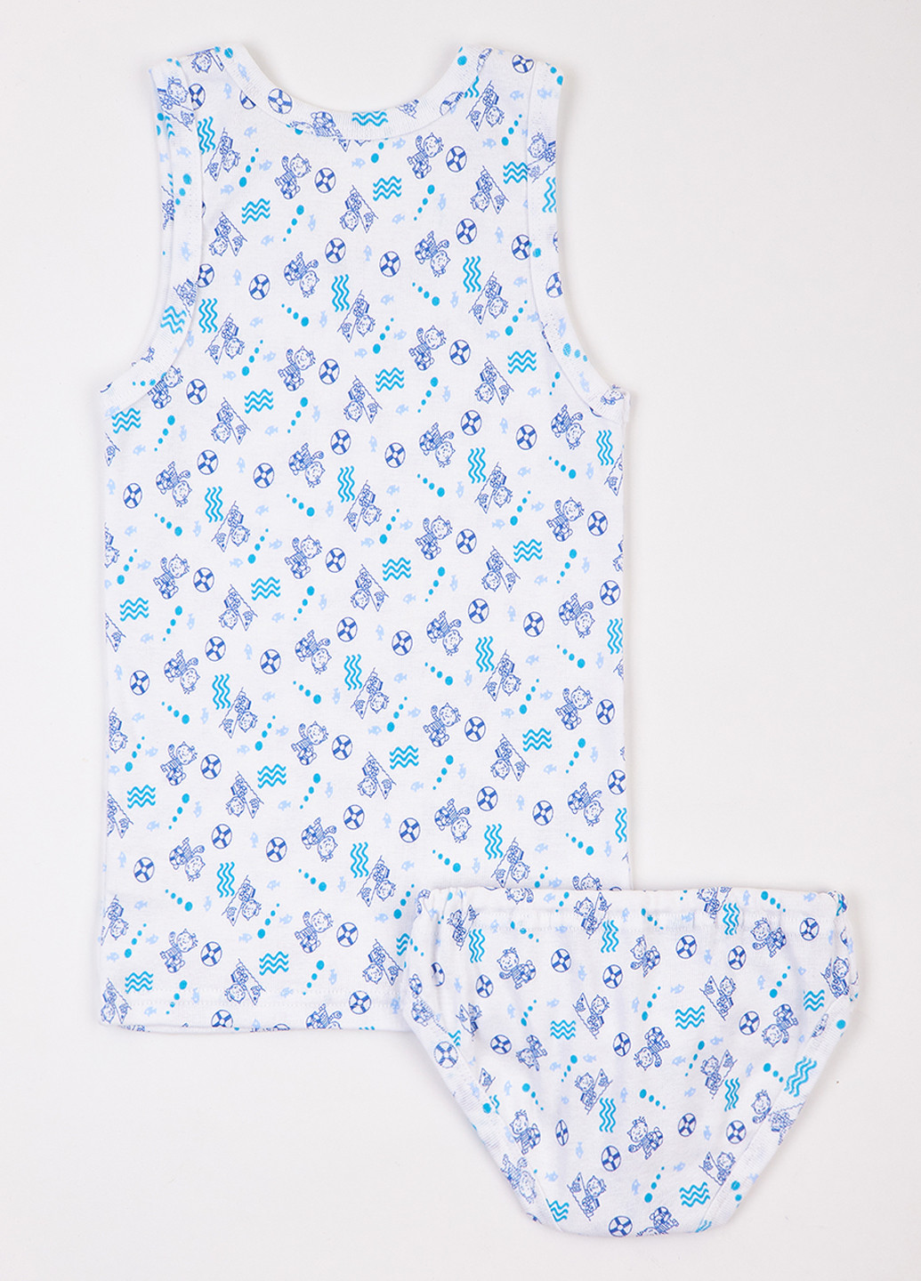 Белый демисезонный комплект (майка, трусы) Фламинго