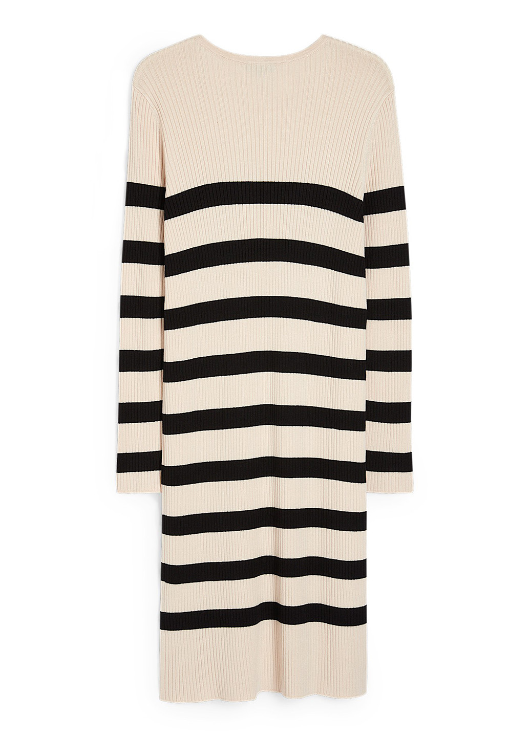 Бежевое кэжуал платье силуэтная, платье-свитер C&A в полоску