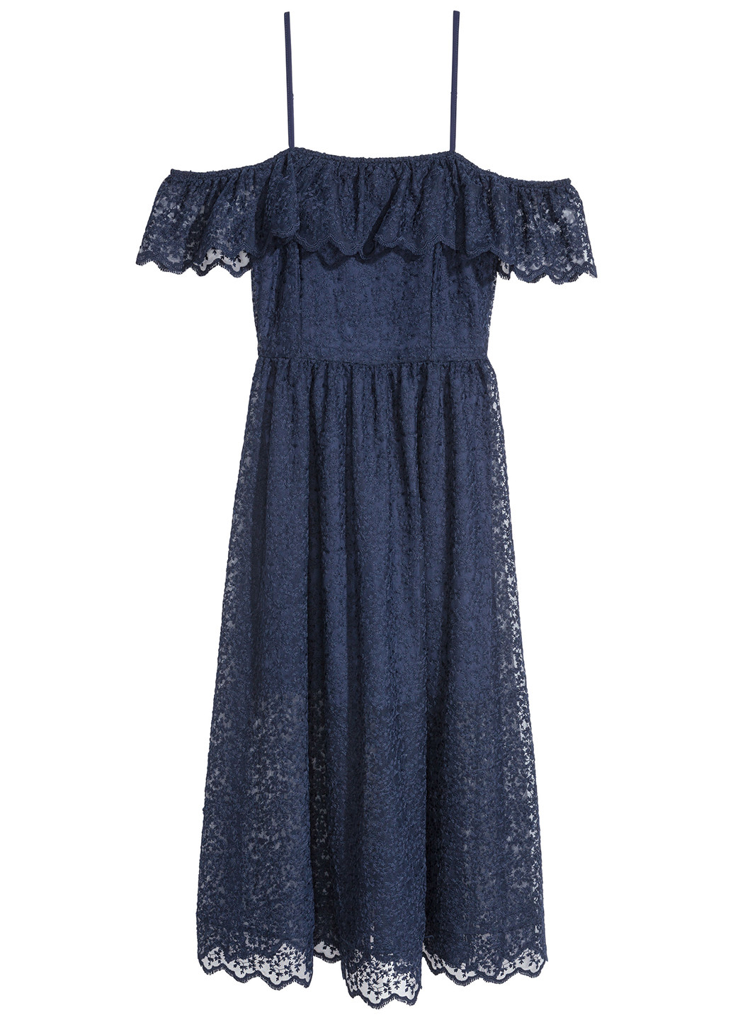 Темно-синее коктейльное платье а-силуэт H&M однотонное