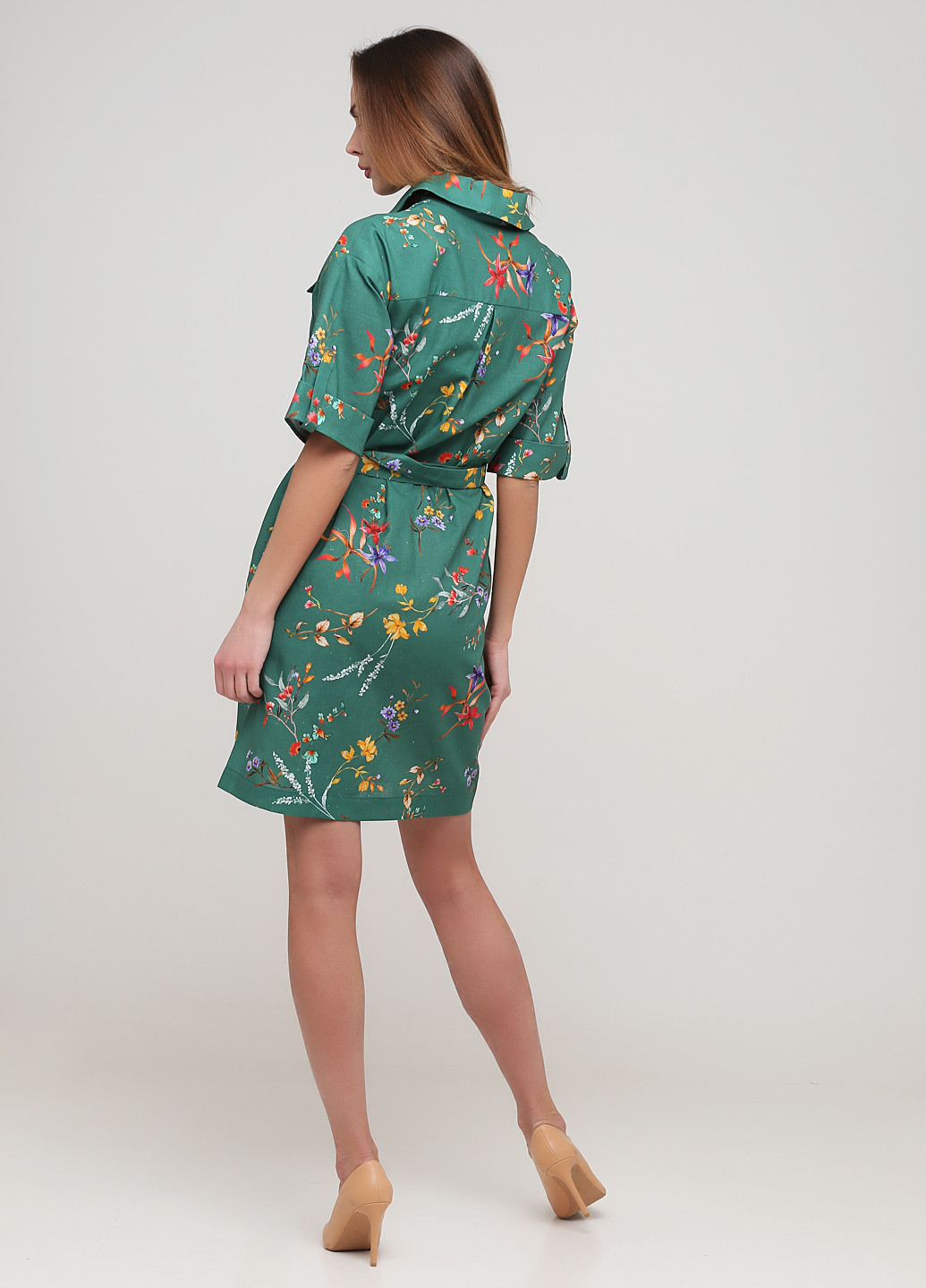 Зеленое кэжуал платье рубашка Zephyros с цветочным принтом