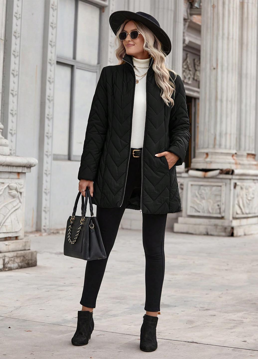 Чорна демісезонна куртка куртка-пальто SHEIN