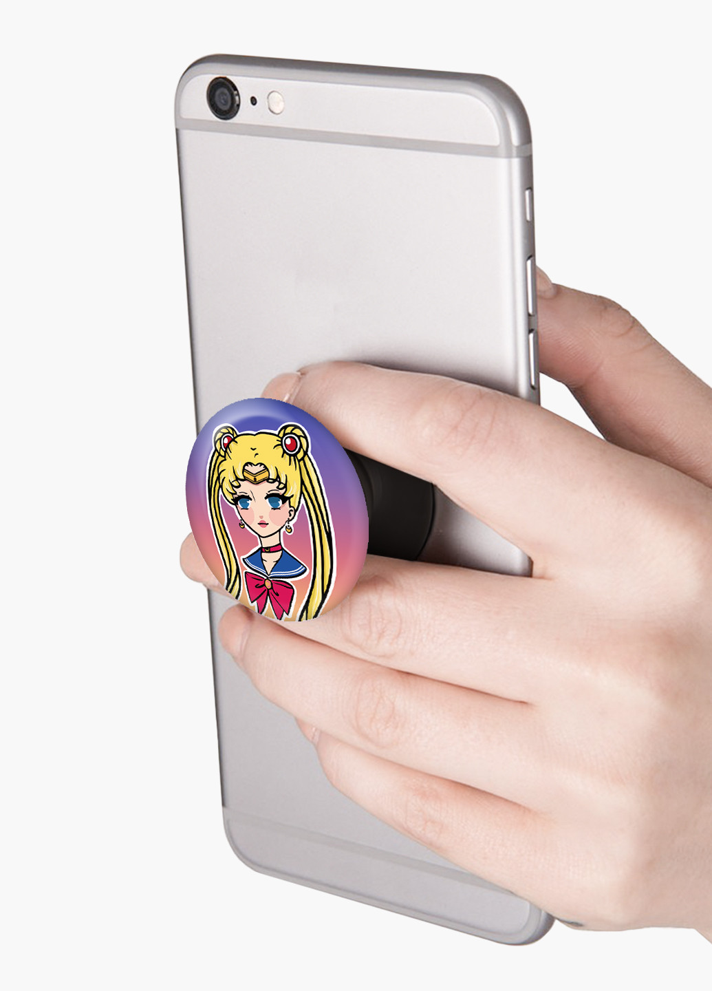 Попсокет (Popsockets) тримач для смартфону Сейлор Мун (Sailor Moon) (8754-2926) Чорний MobiPrint (229014730)