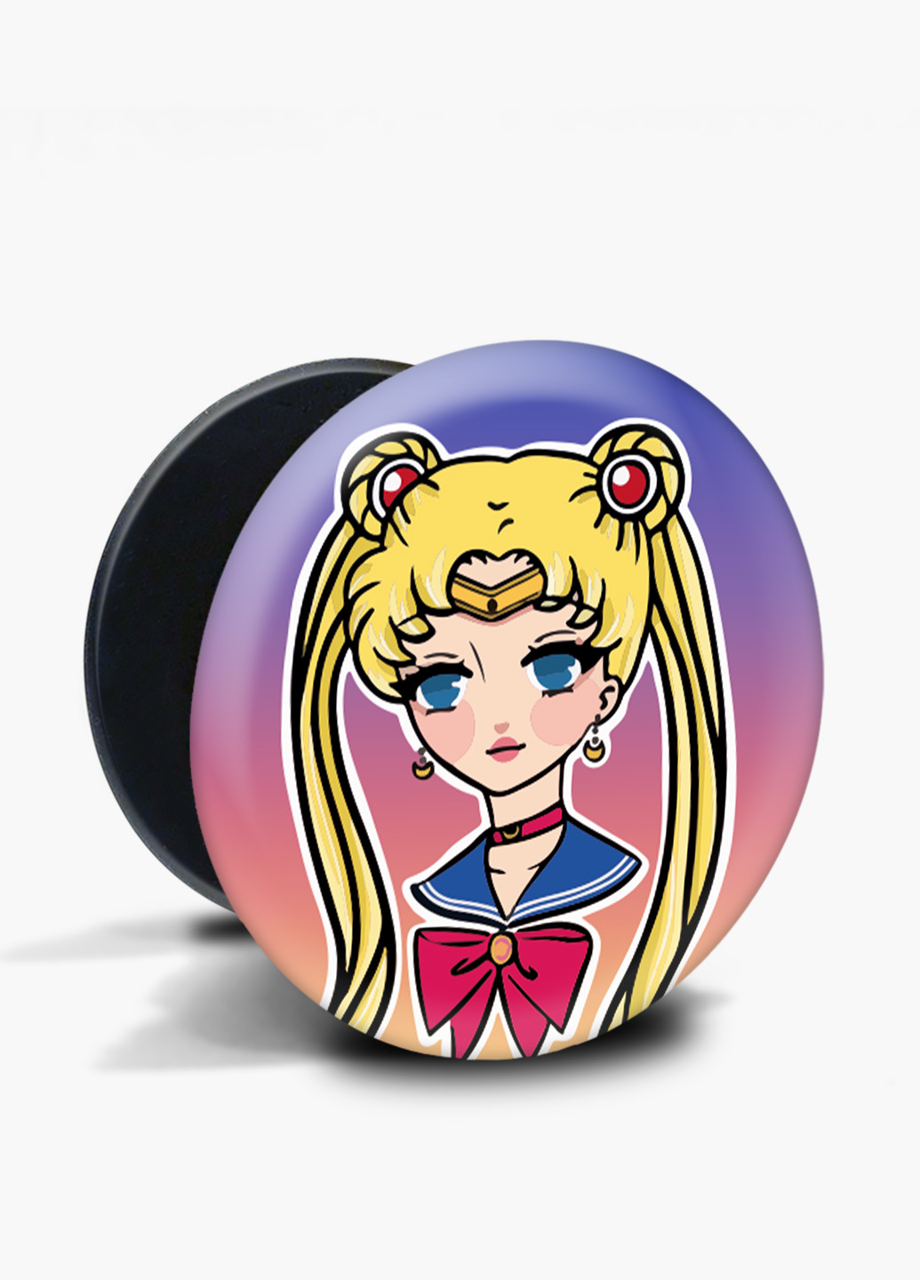 Попсокет (Popsockets) держатель для смартфона Сейлор Мун (Sailor Moon) (8754-2926) Черный MobiPrint (229014730)