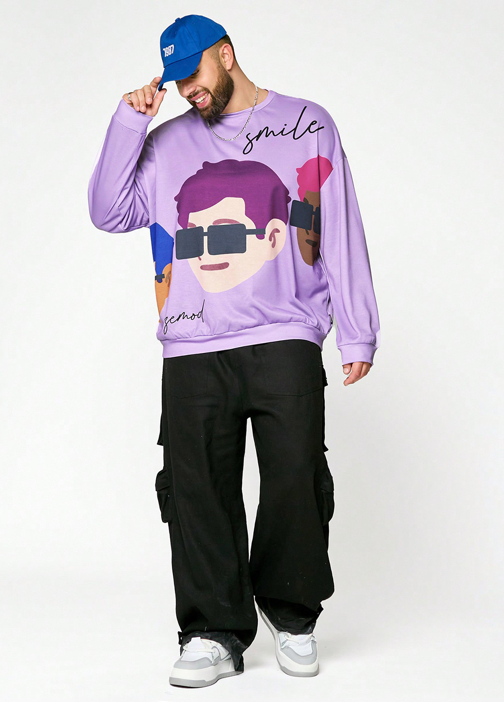 Фиолетовый свитшот SHEIN рисунок без декора (366071618)