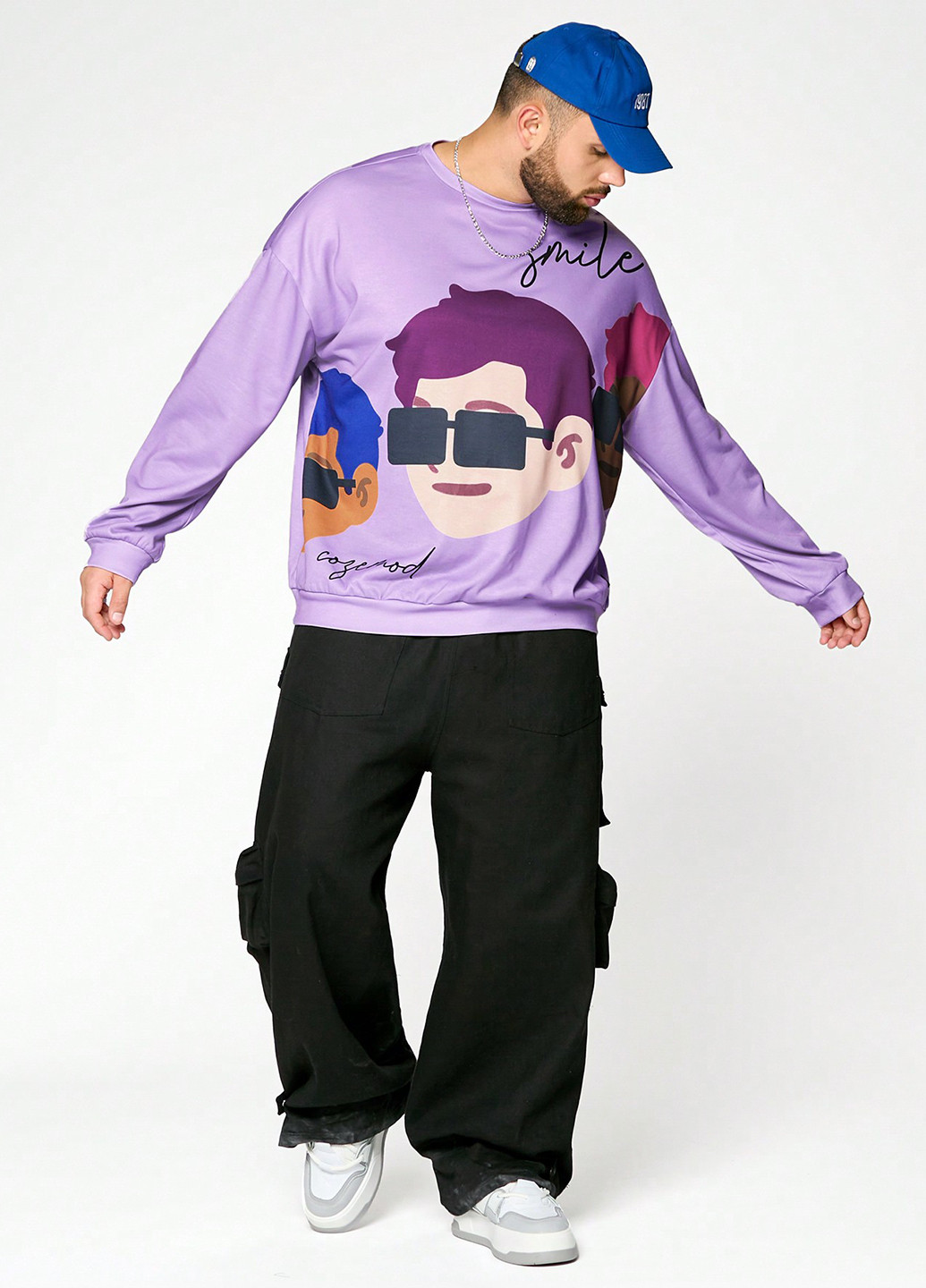 Фиолетовый свитшот SHEIN рисунок без декора (366071618)