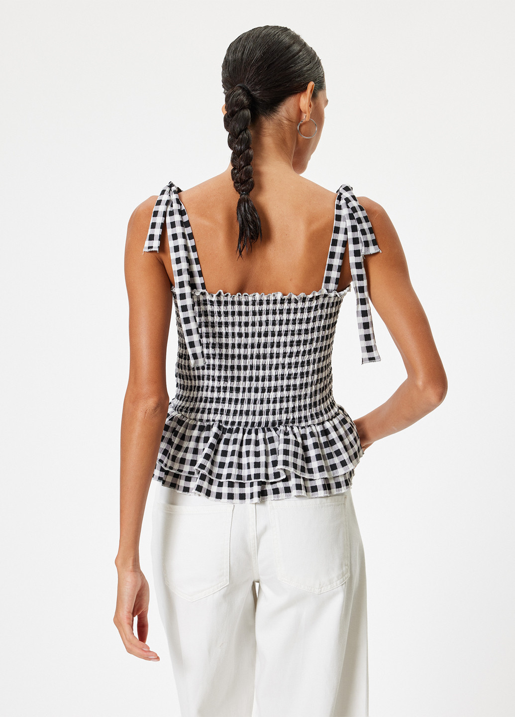 Чорно-біла блуза з баскою KOTON