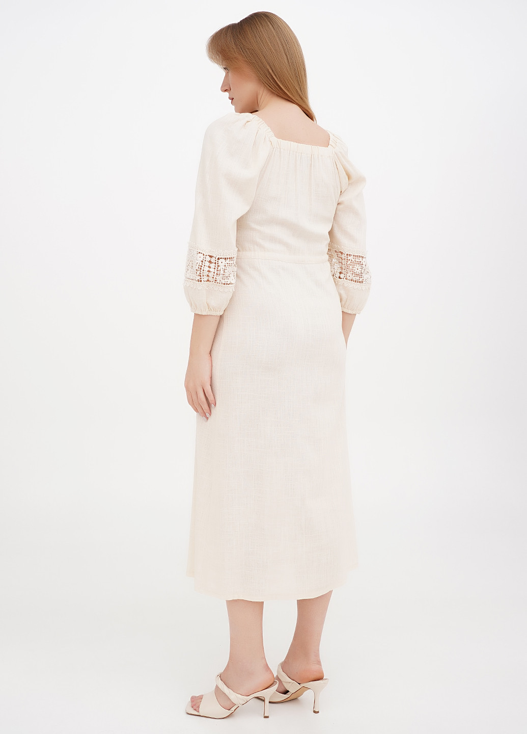 Молочное кэжуал платье а-силуэт Ruta-S однотонное