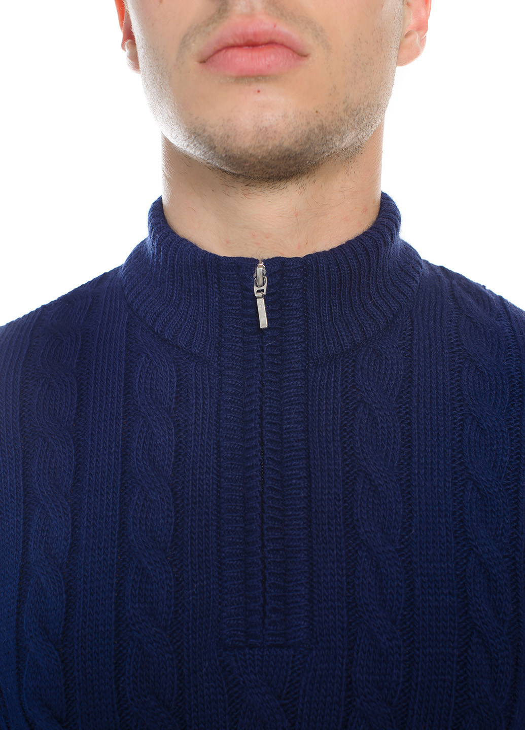 Темно-синій демісезонний тепла свитер з блискавками SVTR