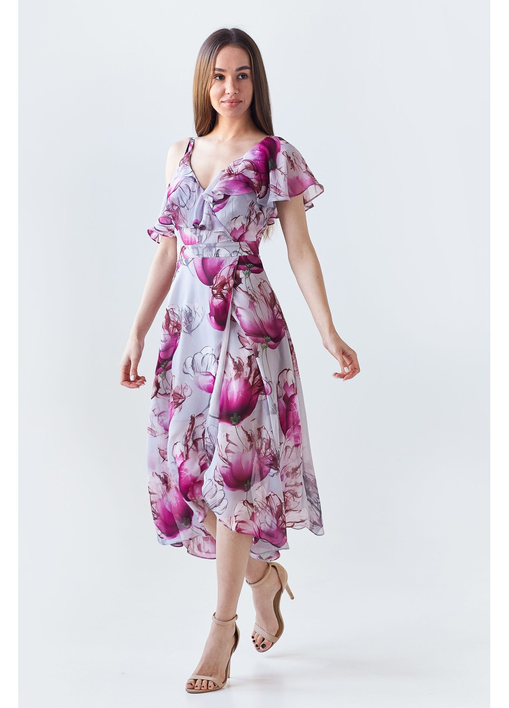 Комбінована кежуал сукня BYURSE з квітковим принтом