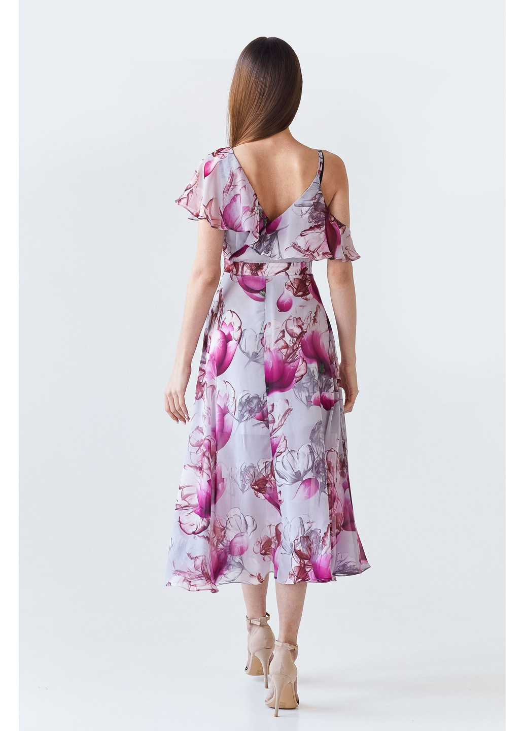 Комбинированное кэжуал платье BYURSE с цветочным принтом