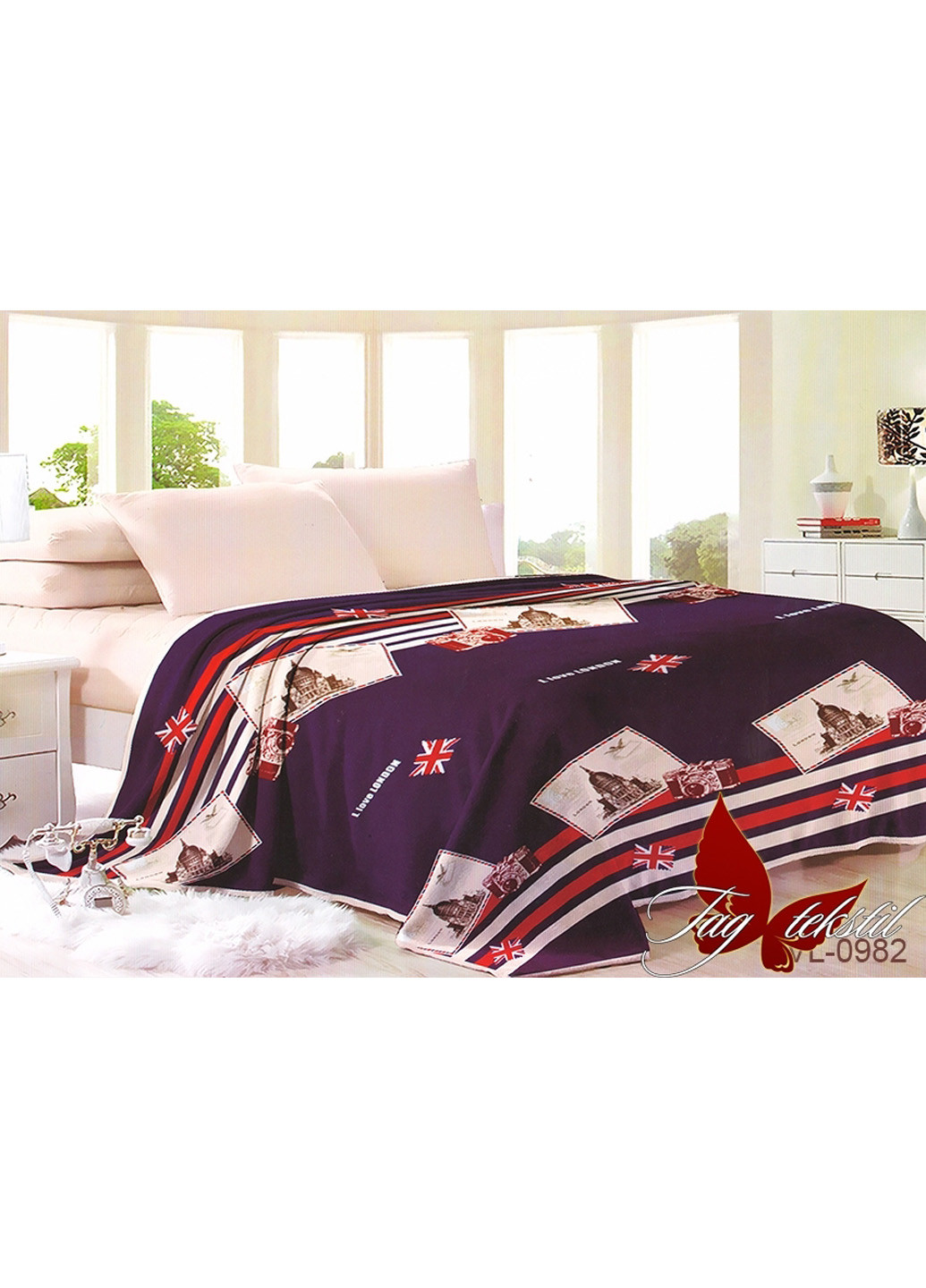 Плед велсофт мікрофібра 160х220 см Tag (193351044)