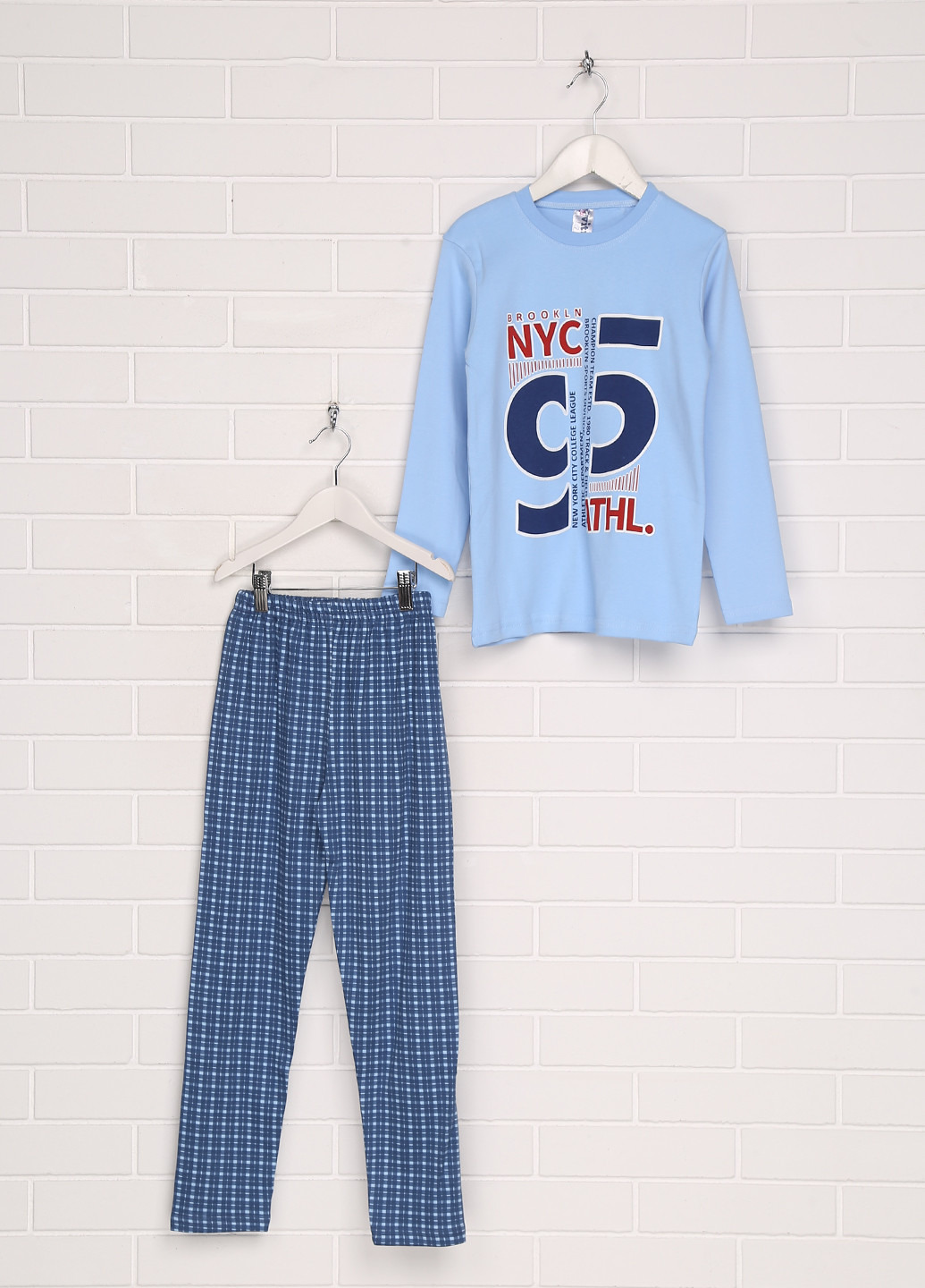 Голубая всесезон пижама (лонгслив, брюки) Vitmo baby