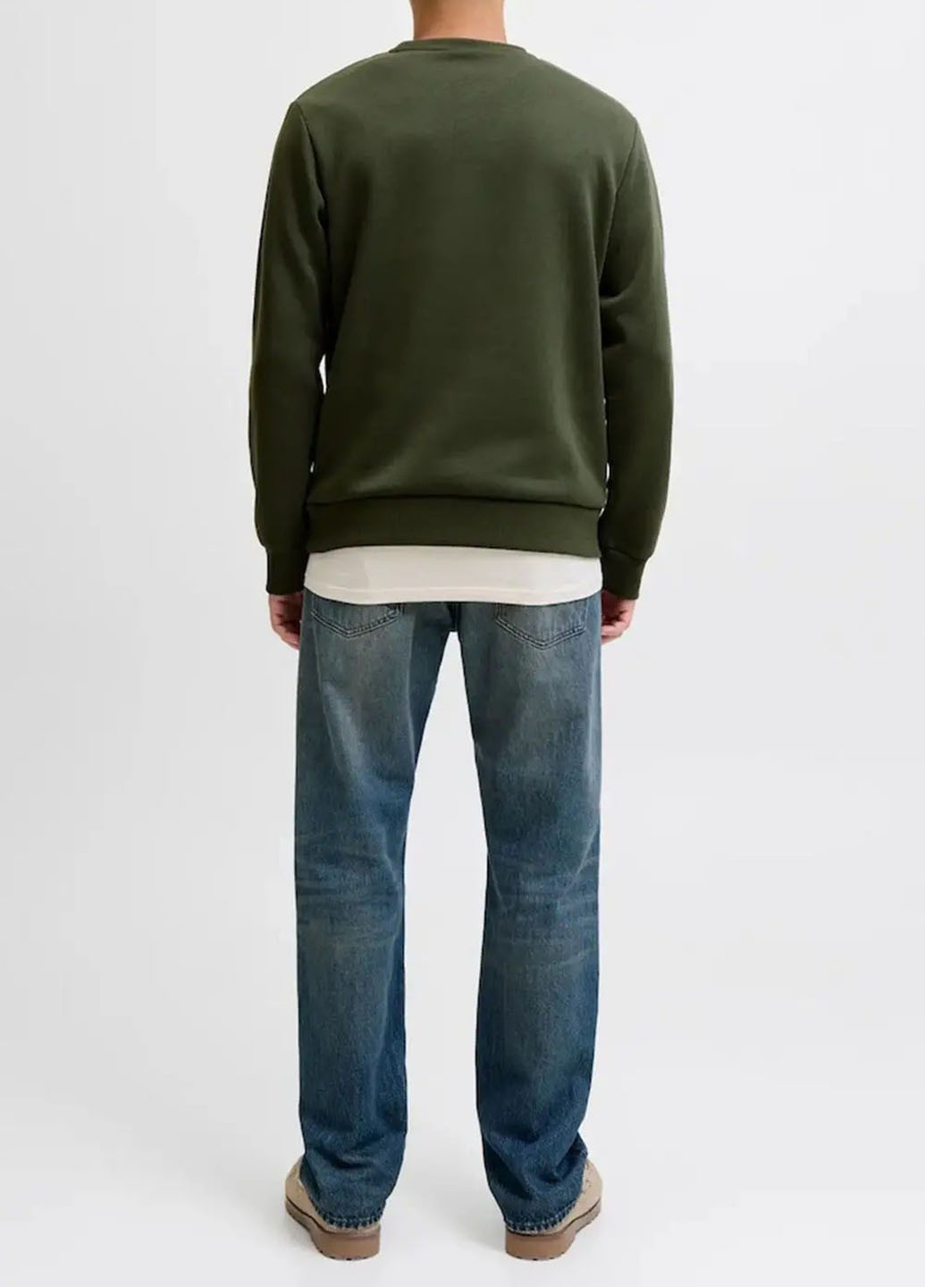 Темно-зелений світшот Jack & Jones логотип без декору (363048338)