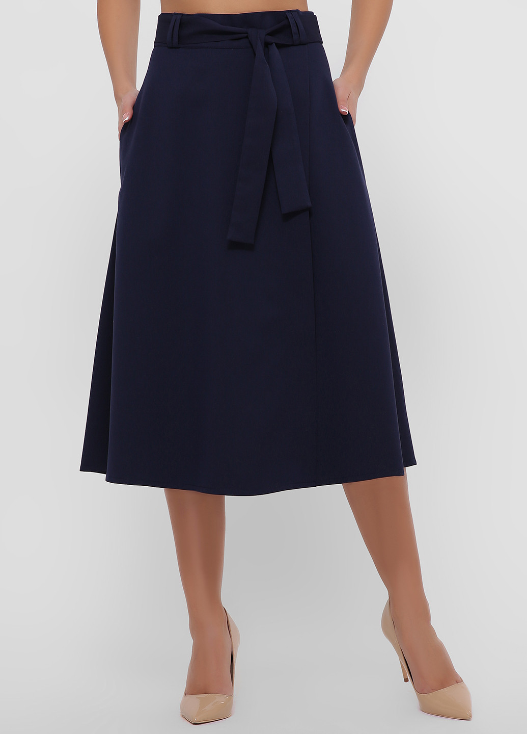 Темно-синяя кэжуал однотонная юбка Fashion Up клешированная