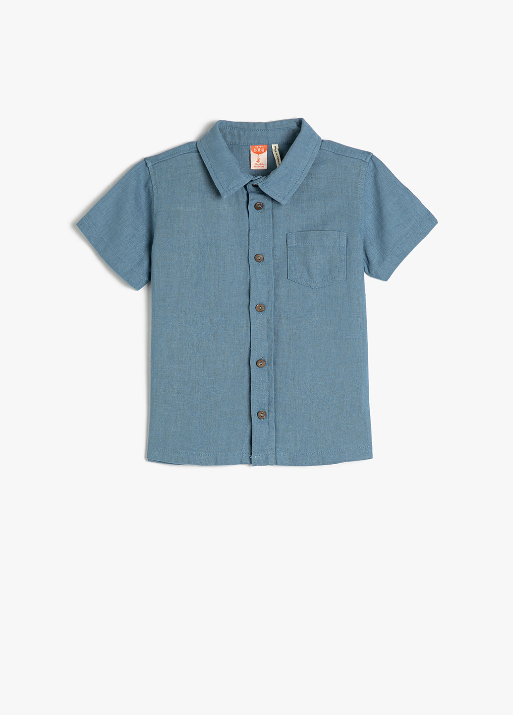 Серо-синяя кэжуал рубашка однотонная KOTON