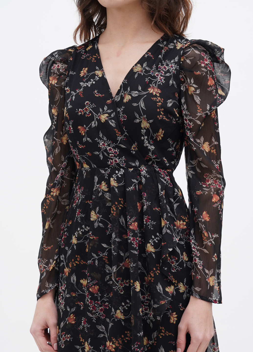 Черное кэжуал платье клеш Vero Moda с цветочным принтом