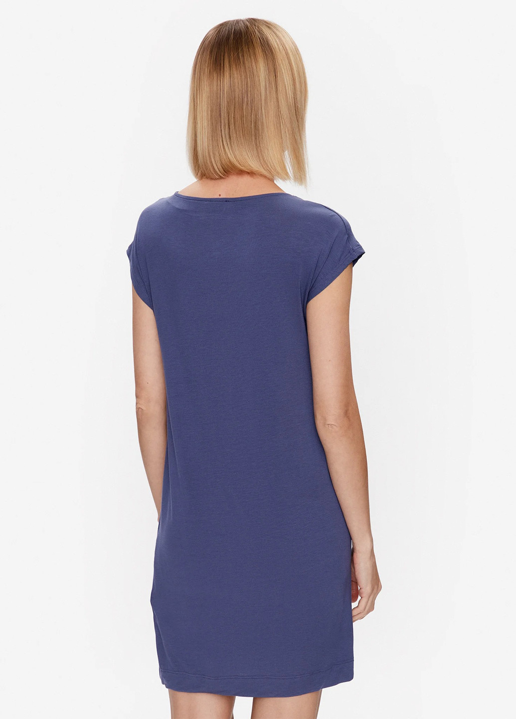 Синее домашнее платье а-силуэт Emporio Armani с логотипом