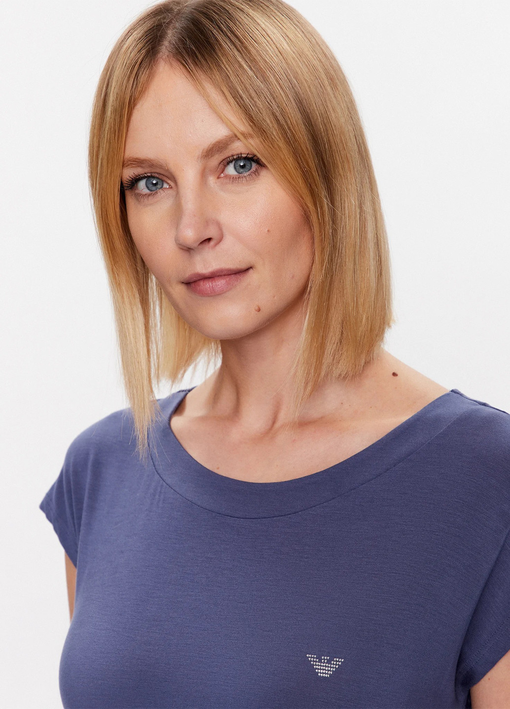 Синее домашнее платье а-силуэт Emporio Armani с логотипом