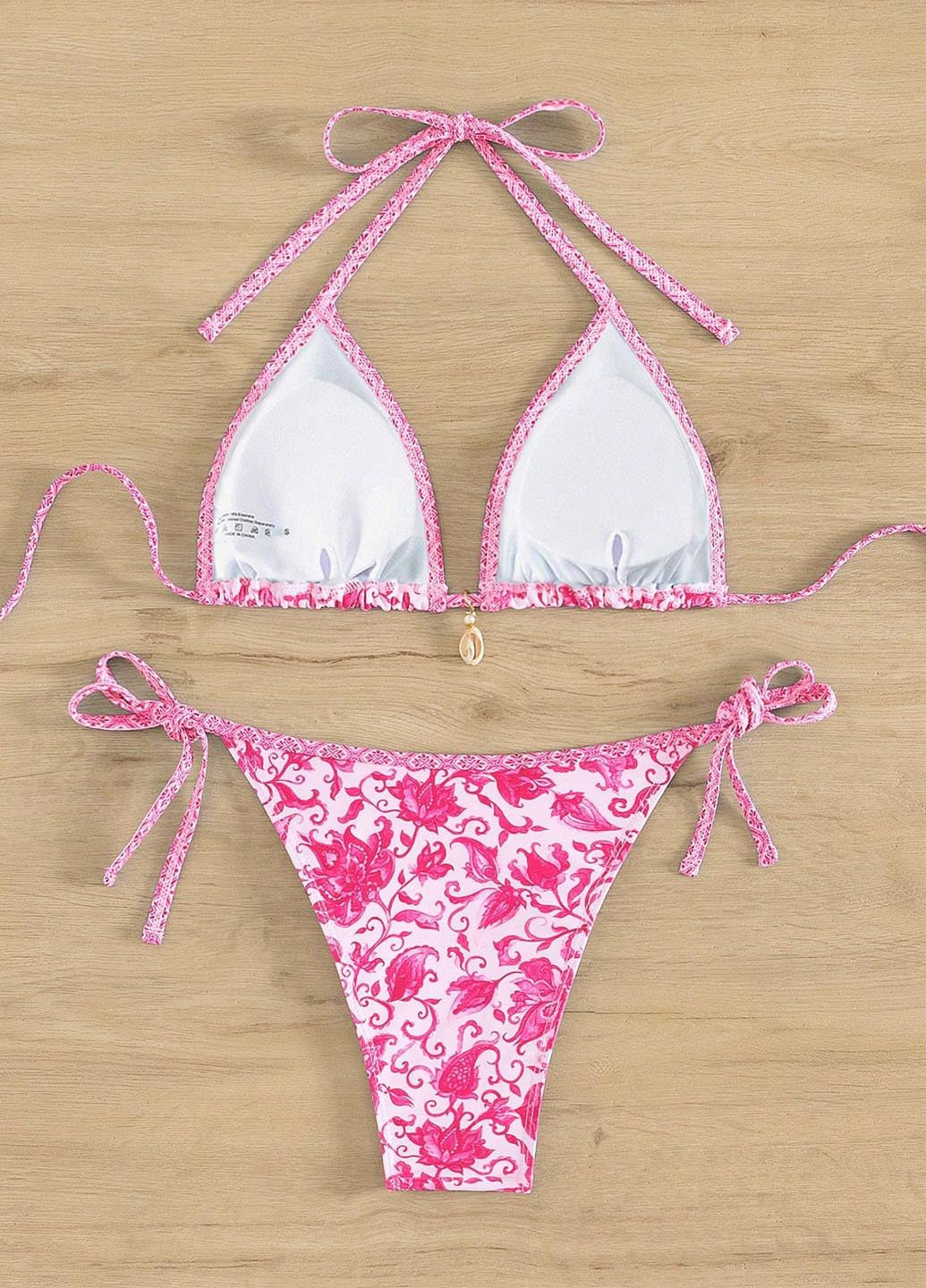 Рожевий літній купальник (ліф, трусики) бікіні, роздільний SHEIN