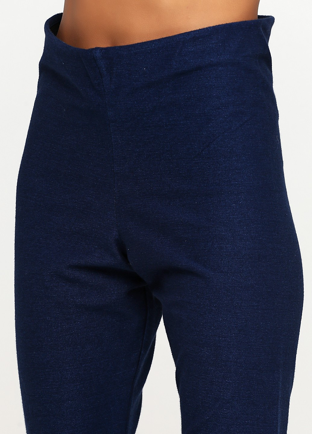 Темно-синие кэжуал демисезонные зауженные, укороченные брюки H&M